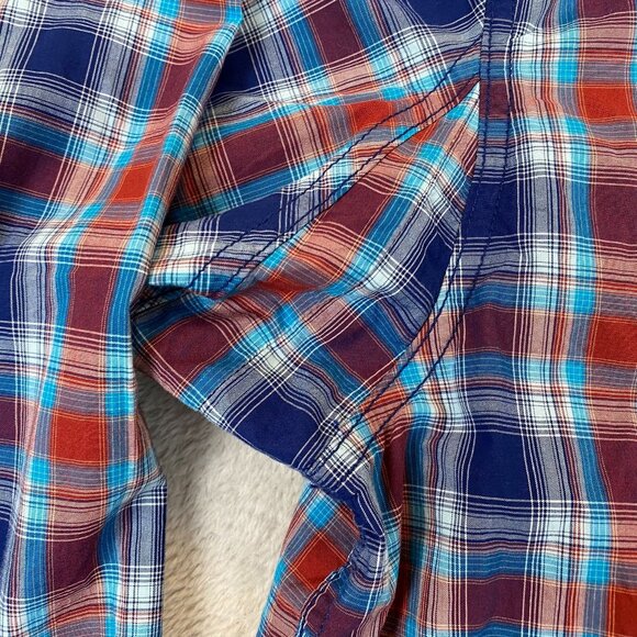 Duluth Men's Shirt M Relaxed Fit Red/Blue Plaid Button-Up - Picture 6 of 10